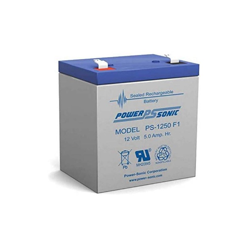 BATERÍA DE RESPALDO POWER SONIC PS-1250-F1, 12V, 5AH, PARA ALARMAS DE INCENDIO/CONTROL DE ACCESO/INTRUSIÓN/VIDEOVIGILANCIA/TERMI