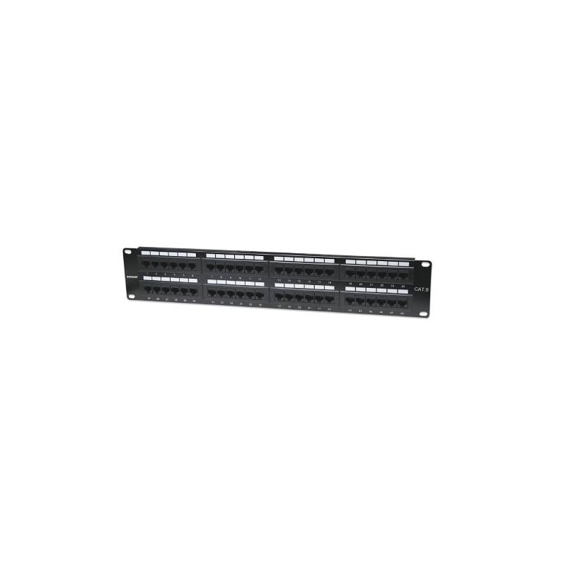 PANEL DE PARCHEO INTELLINET CAT6, 48 PUERTOS RJ-45, 2U, NEGRO, 560283