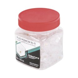BOTE LINKEDPRO BY EPCOM CON 100 PIEZAS DE PLUG MODULAR TIPO RJ11 DE 4 CONTACTOS CHAPADO DE ORO A 50 MICRAS, TCRJ11-100