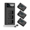 PAQUETE ARTMAN DE 3 BATERÍAS NP-FW50 Y CARGADOR LCD DE 3 RANURAS MEJORADO COMPATIBLE CON SONY ZV-E10, ALPHA A6000 A6300 A6400 A6
