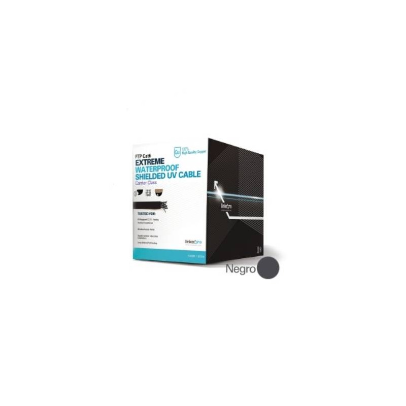 LINKEDPRO BOBINA DE CABLE CAT6 FTP, BLINDADO, 305 METROS, NEGRO