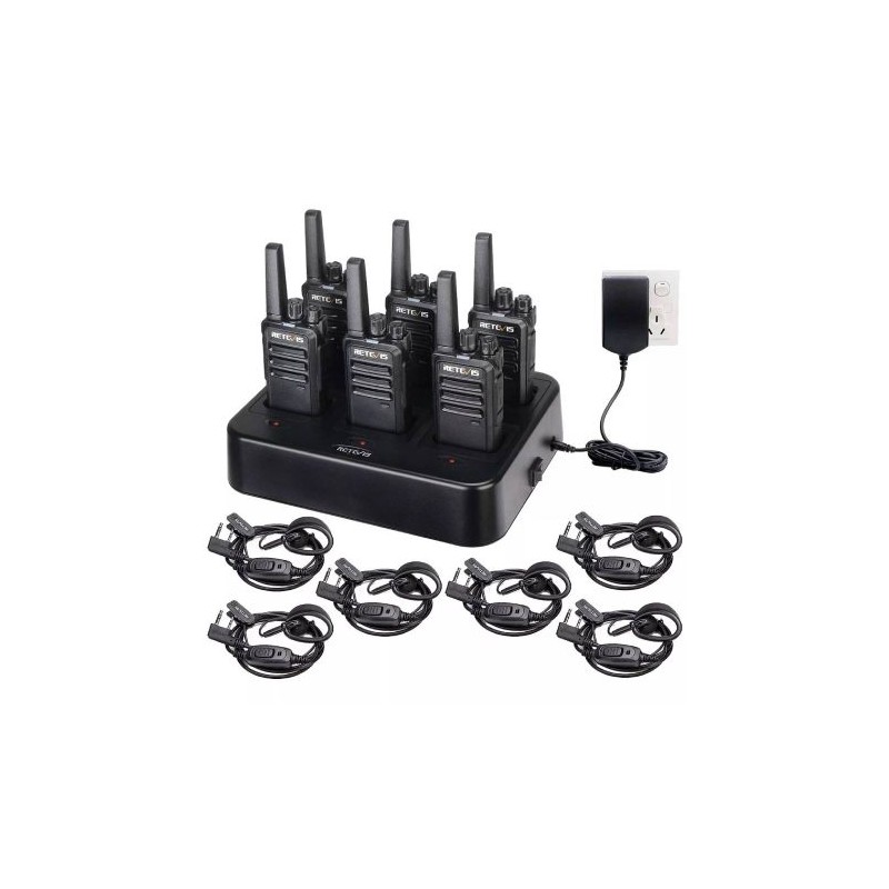 KIT DE 6 RADIOS RETEVIS RT68 CON CARGADOR Y AURICULARES