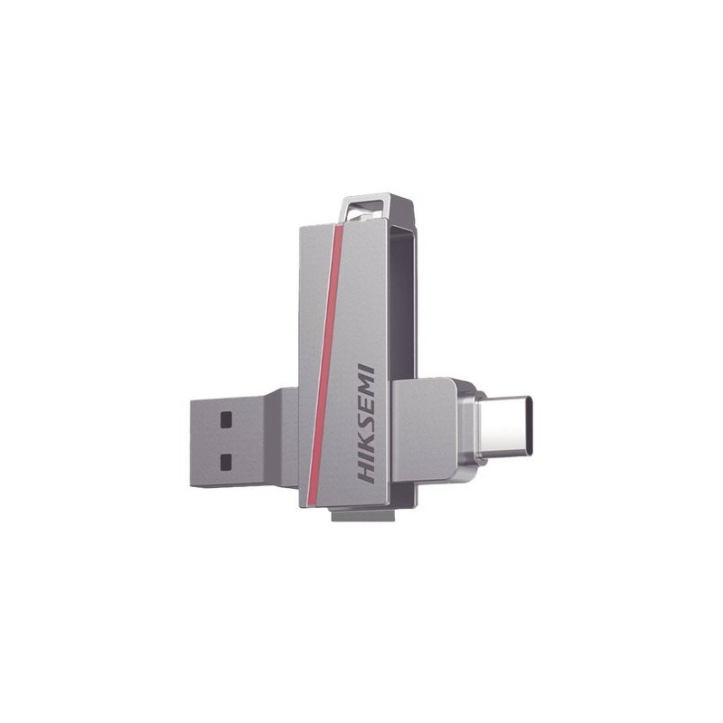 MEMORIA USB DUAL HIK SEMI DE 256 GB, USB-C Y USB-A, TRANSFERENCIA DE ALTA VELOCIDAD, METÁLICA, COMPATIBLE CON DISPOSITIVOS MÓVIL
