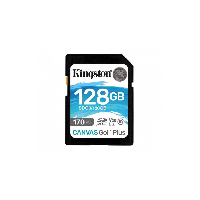 MEMORIA SD FLASH KINGSTON CANVAS GO! PLUS, 128GB SDXC UHS-I CLASE 10, SDG3/128GB