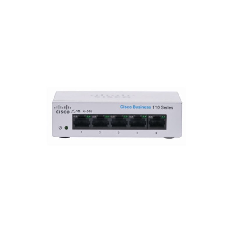 SWITCH CISCO GIGABIT ETHERNET BUSINESS 110, 5 PUERTOS 10/100/1000MBPS, 10 GBIT/S, 2000 ENTRADAS