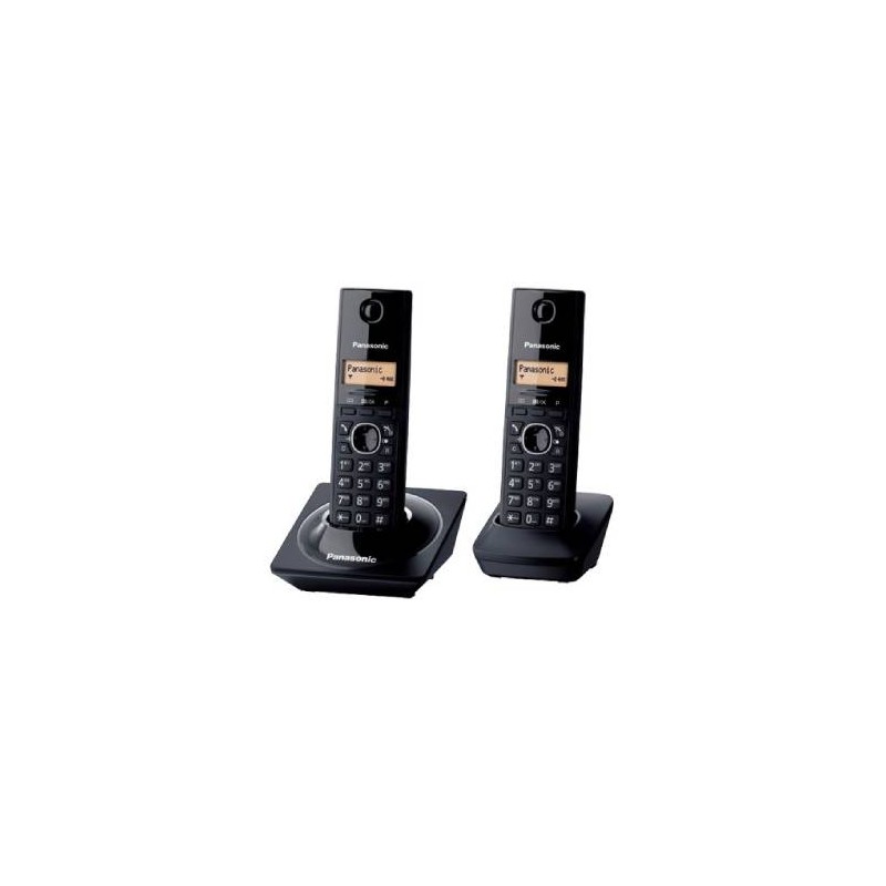 TELÉFONO INALÁMBRICO PANASONIC DECT CON 2 AURICULARES, PANTALLA LCD, NEGRO, KX-TG1712MEB