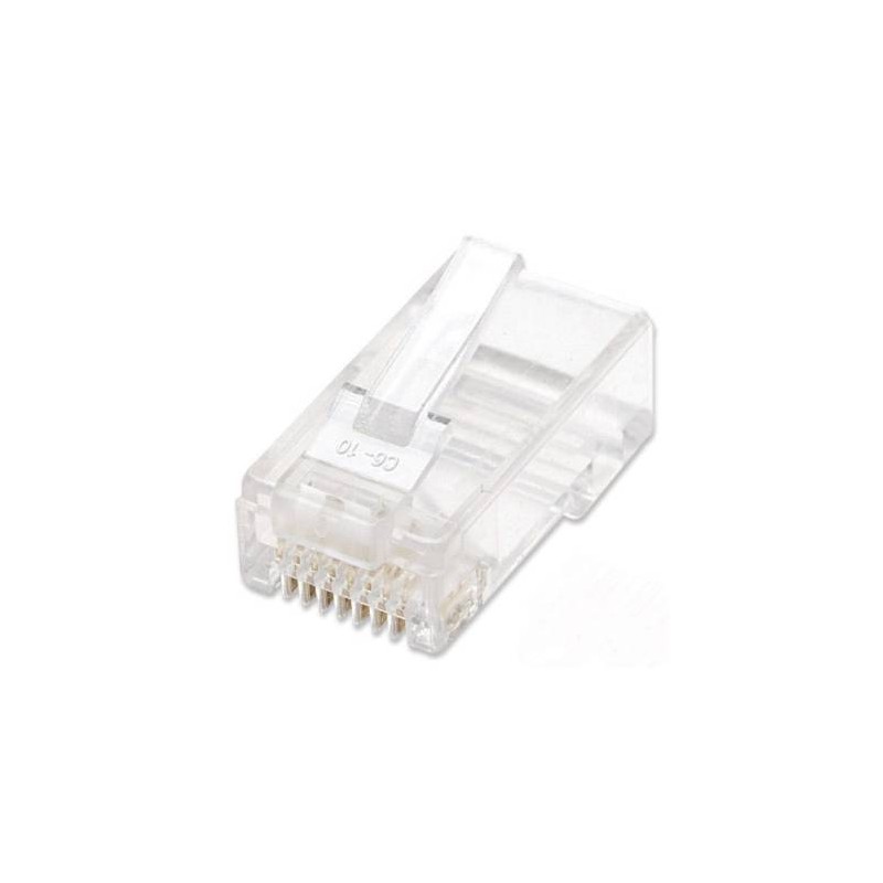 PLUG MODULAR RJ-45 CATE5E INTELLINET, BOTE CON 100 PIEZAS TRANSPARENTES, CONTACTOS CON BAÑO DE ORO DE 15 ?, 790055