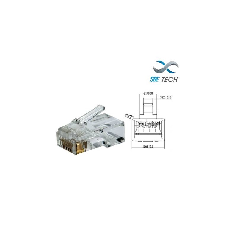 SBETECH PLUGRJ45C6- CONECTOR PLUG RJ45 PARA CABLE UTP / CAT 6 / PAQUETE 50 PIEZAS