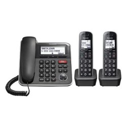 TELÉFONO CON CABLE/INALÁMBRICO EXPANDIBLE DE PANASONIC  – 2 AURICULARES
