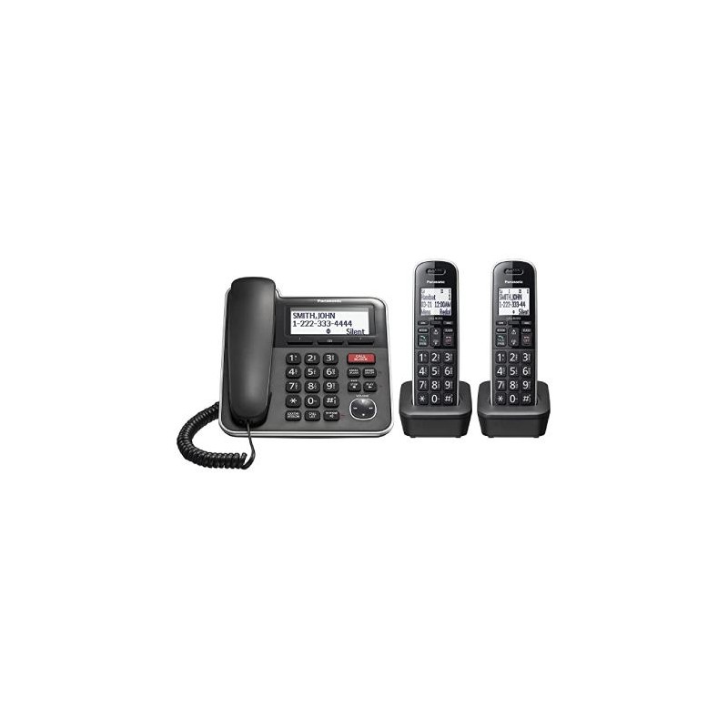 TELÉFONO CON CABLE/INALÁMBRICO EXPANDIBLE DE PANASONIC  – 2 AURICULARES