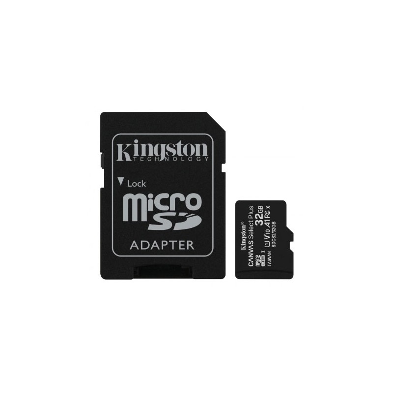 MEMORIA KINGSTON MICRO SD CANVAS SELECT PLUS 32GB UHS-I CLASE 10 C/ADAPTADOR