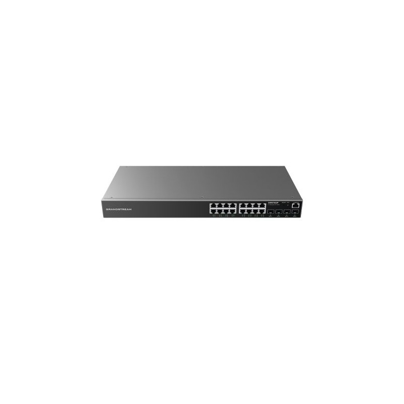 SWITCH GRANDSTREAM GIGABIT ETHERNET GWN7802P, 16 PUERTOS POE+ 100/1000/10000MBPS + 4 PUERTO SFP UPLINK, 240W, 40 GBIT/S, ADMINIS