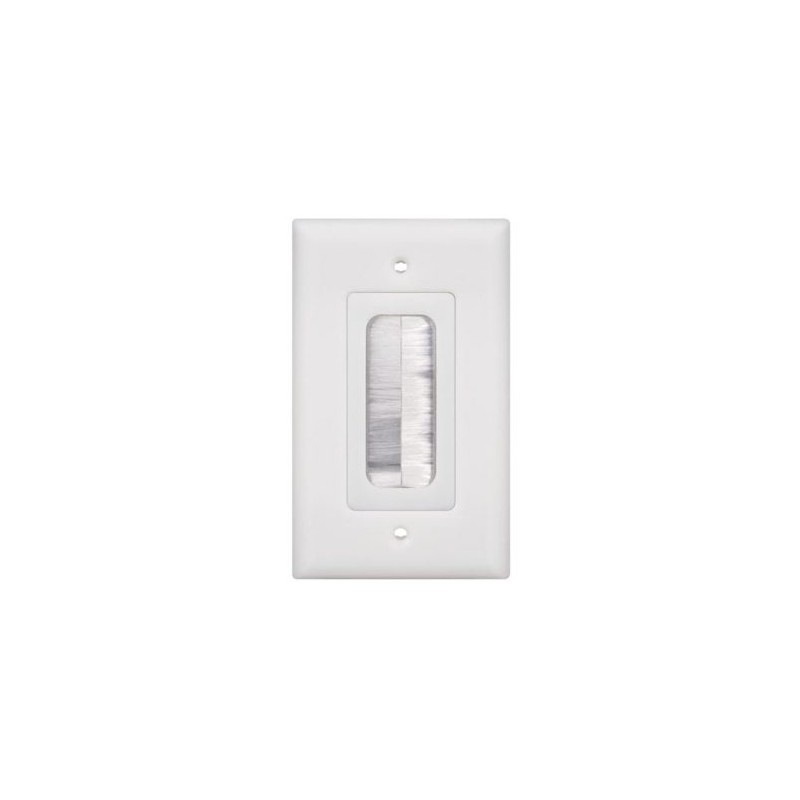 PLACA DE PARED PASA CABLE LINKEDPRO BY EPCOM, TIPO CEPILLO, DE 1 PUERTO, CON CERDAS ANTIPOLVO, COLOR BLANCO, LP-FP-BRUSH
