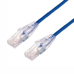 CABLE DE PARCHEO LINKEDPRO BY EPCOM SLIM UTP CAT6A – 2 M AZUL, DIÁMETRO REDUCIDO (28 AWG), LP-UT6A-200-BU28