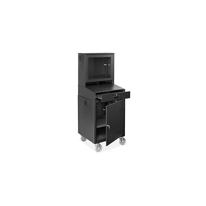 GABINETE PORTÁTIL PARA COMPUTADORA H-7545 DE ACERO VENTILADO, CON VENTANA DE ACRÍLICO RESISTENTE Y CERRADURA PARA SEGURIDAD, IDE