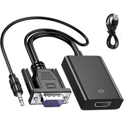 ADAPTADOR VGA A HDMI 1080P FULL HD CON AUDIO, CABLE CONVERTIDOR VGA A HDMI