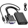 ADAPTADOR VGA A HDMI 1080P FULL HD CON AUDIO, CABLE CONVERTIDOR VGA A HDMI