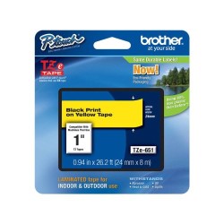 CINTA BROTHER TZE651 NEGRO SOBRE AMARILLO, 24MM X 8M, TZE651