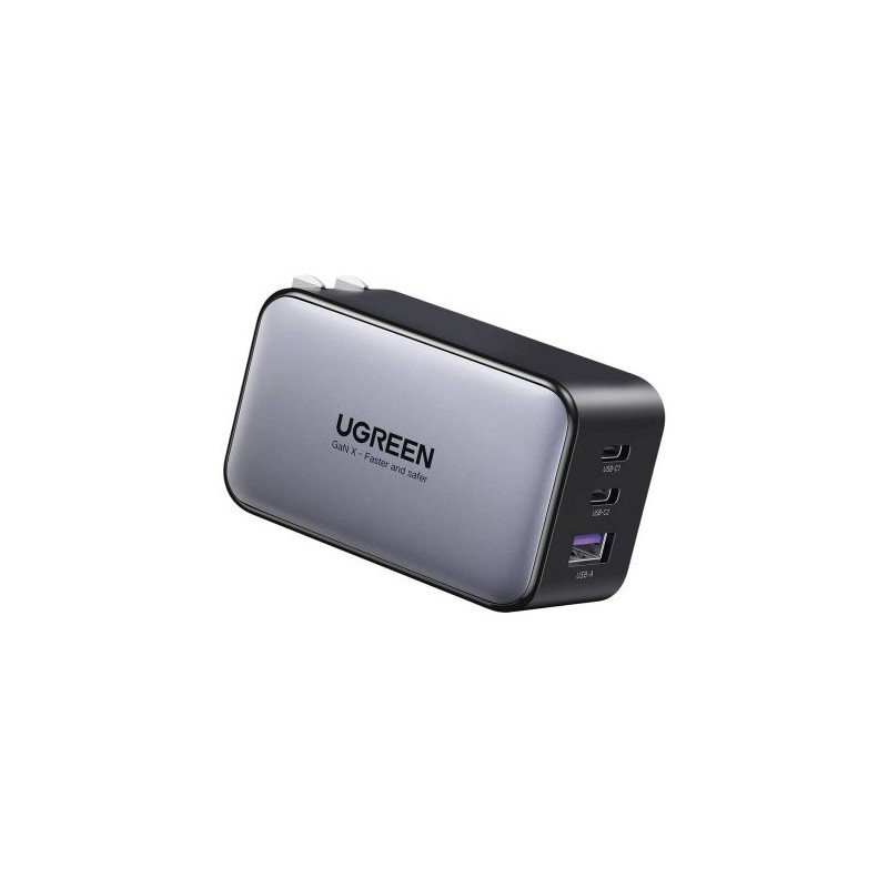 CARGADOR UGREEN DE 65W SERIE NEXODE, 3 PUERTOS DE CARGA RÁPIDA, 2 USB-C, 1 USB-A, TECNOLOGÍA GAN II, POWER DELIVERY 3.0, QUICK C