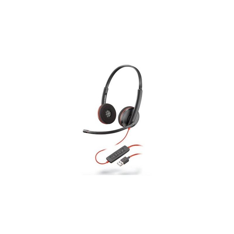 AUDÍFONOS POLY CON MICRÓFONO BINAURAL BLACKWIRE 3220, ALÁMBRICO, USB A, NEGRO, 80S02A6