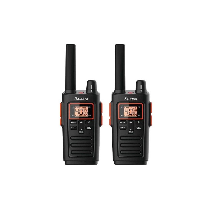 JUEGO DE RADIOS COBRA RX380 WALKIE TALKIES – RECARGABLE, 40 CANALES PREESTABLECIDOS, BIDIRECCIONAL DE LARGO ALCANCE DE 32 MILLAS