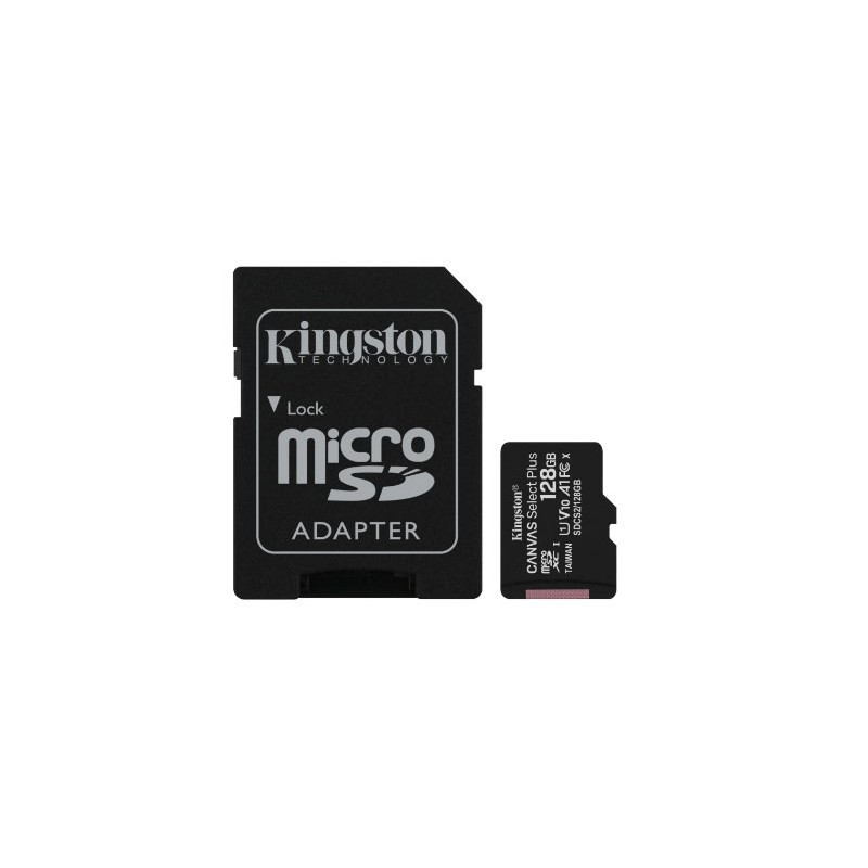 MEMORIA KINGSTON MICRO SD CANVAS SELECT PLUS 128GB UHS-I CLASE 10 C/ADAPTADOR