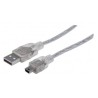 CABLE USB 2.0, A MACHO A MINI-B MACHO, 480 MBPS, 1.8 M, PLATEADO TRANSLÚCIDO (copia)
