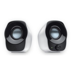BOCINAS LOGITECH PARA COMPUTADORA STEREO Z120, ALAMBRICO, CANALES DE SALIDA DE AUDIO 2.0, 1.2W RMS, COLOR NEGRO CON BLANCO, 980-