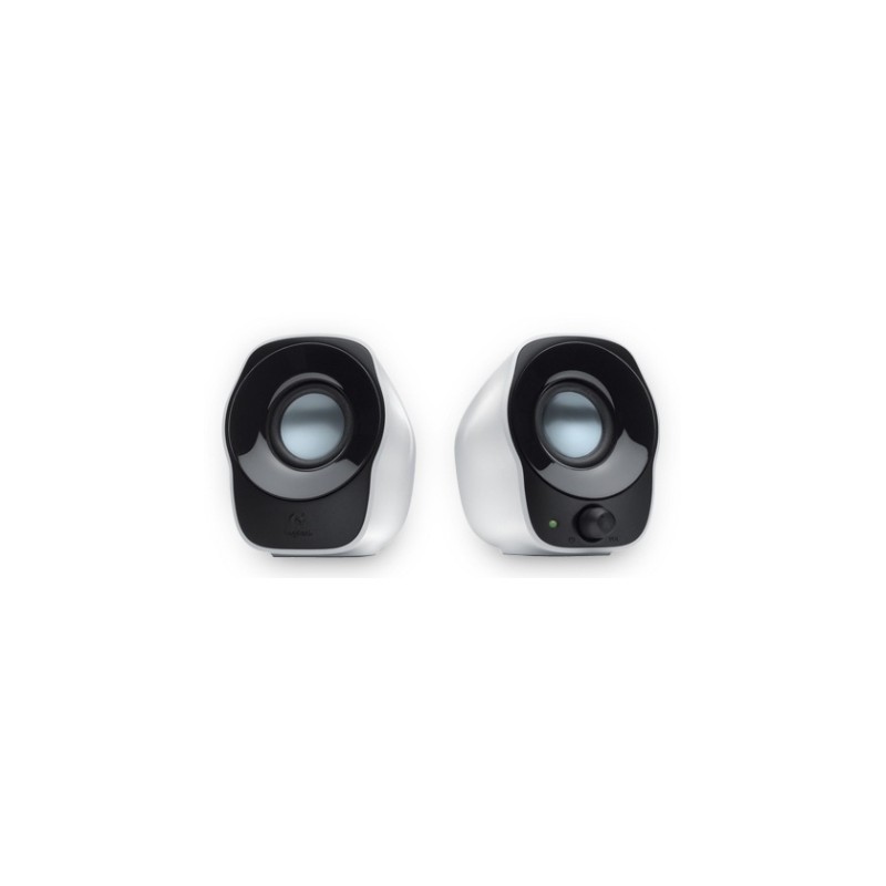 BOCINAS LOGITECH PARA COMPUTADORA STEREO Z120, ALAMBRICO, CANALES DE SALIDA DE AUDIO 2.0, 1.2W RMS, COLOR NEGRO CON BLANCO, 980-