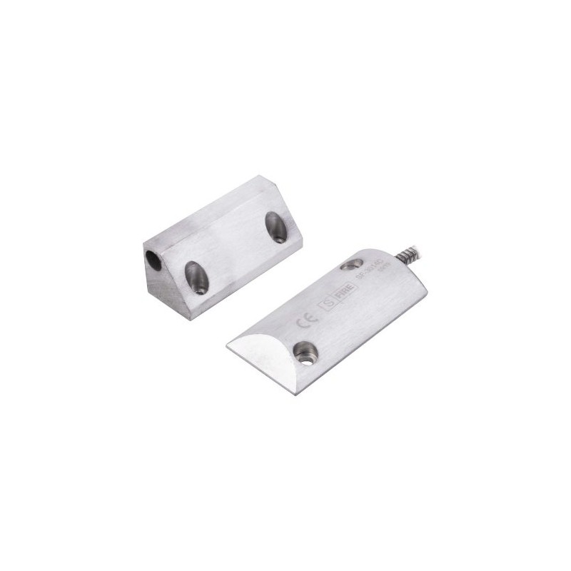 CONTACTO MAGNÉTICO PARA PISO, SALIDA DUAL NC/NA, GAP 65MM, CUBIERTA DE ALUMINIO CON 55CM DE CABLE BLINDADO, SF-3014-C