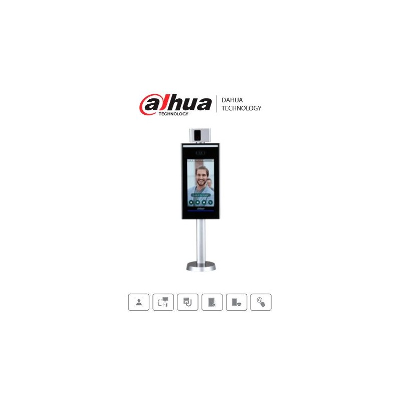 CONTROL DE ACCESO DAHUA CON RECONOCIMIENTO FACIAL Y MEDICIÓN DE TEMPERATURA, PANTALLA TOUCH DE 7 PULGADAS, SOPORTA 100,000 USUAR