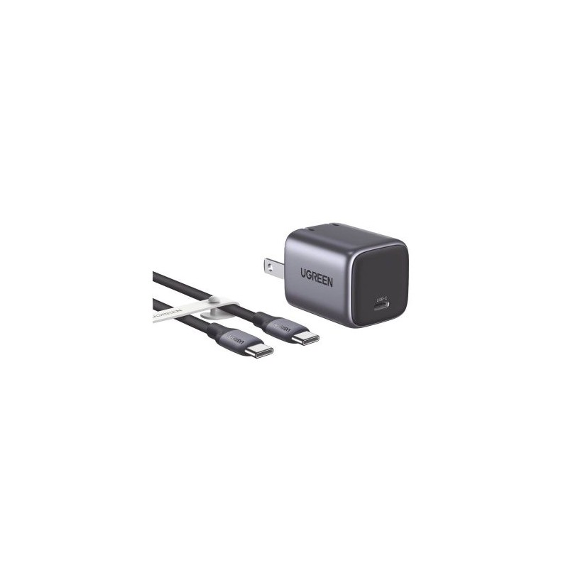 COMBO CARGADOR NEXODE MINI 30W PD GAN TECH + CABLE USB-C 60W, TECNOLOGÍA INTELIGENTE, CARGA RÁPIDA, CARCASA IGNIFUGA, CABLE DE 1