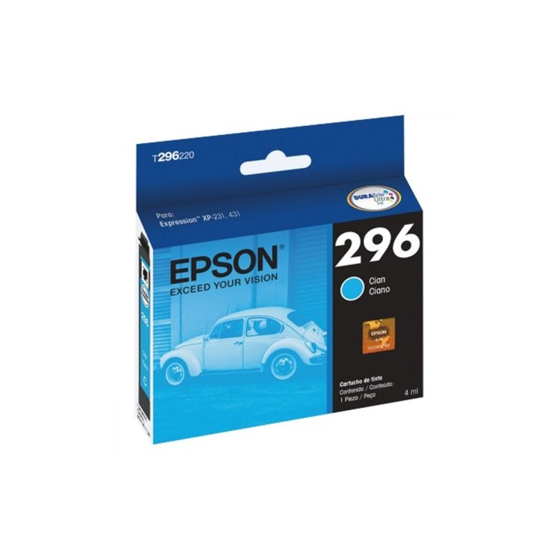 CARTUCHO EPSON 296 CIAN 4ML 250 PÁGINAS, C13T296220