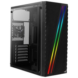 GABINETE AEROCOOL STREAK CON VENTANA RGB, MIDI-TOWER, ATX/MICRO ATX/MINI-ITX, USB 2.0/3.0, SIN FUENTE, 1 VENTILADOR INSTALADO, N