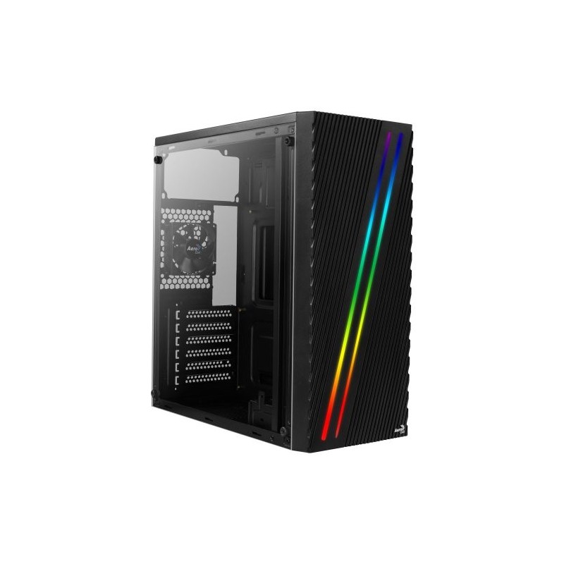 GABINETE AEROCOOL STREAK CON VENTANA RGB, MIDI-TOWER, ATX/MICRO ATX/MINI-ITX, USB 2.0/3.0, SIN FUENTE, 1 VENTILADOR INSTALADO, N