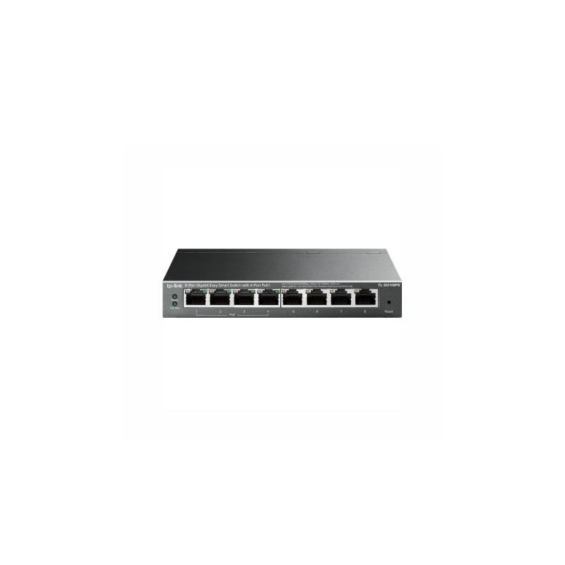SWITCH TP-LINK GIGABIT ETHERNET TL-SG108PE EASY SMART POE, 8 PUERTOS 10/100/1000MBPS (4X POE), 16 GBIT/S, 4000 ENTRADAS – NO ADM
