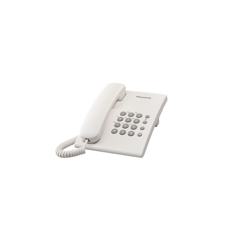 TELÉFONO ALÁMBRICO PANASONIC BÁSICO CON 13 MEMORIAS, ALÁMBRICO, BLANCO, KX-TS550MEW