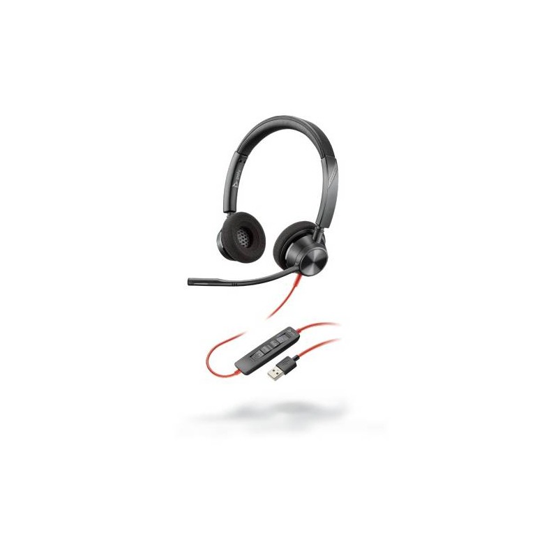 AURICULARES POLY BLACKWIRE 3320, ALÁMBRICO, USB A, NEGRO, 213934-01