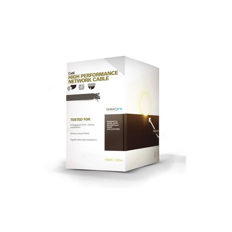 CABLE LINKEDPRO CAT6+ CALIBRE 23, INTEMPERIE CON GEL DOBLE CHAQUETA, ETL, UL, COLOR NEGRO DE 305 METROS, PARA CLIMAS EXTREMOS, P