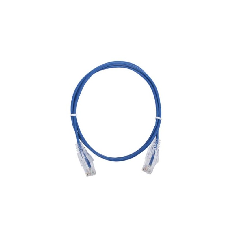 CABLE DE PARCHEO SLIM UTP CAT6, 1 METRO, AZUL, DIÁMETRO REDUCIDO (28 AWG), LP-UT6-100-BU28