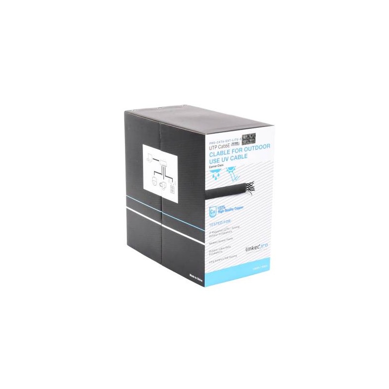 BOBINA DE CABLE LINKEDPRO BY EPCOM 305 METROS CAT6 UTP, 24 AWG, CLIMAS EXTREMOS, COLOR NEGRO, SIN BLINDAR, PARA INTEMPERIE, PRO-
