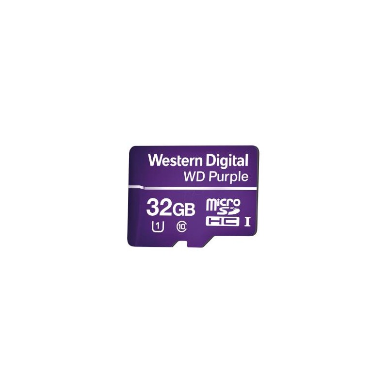 MEMORIA MICROSD DE 32GB PURPLE, ESPECIALIZADA PARA VIDEOVIGILANCIA, 10 VECES MAYOR DURACIÓN, 3 AÑOS DE GARANTIA, WD32MSD