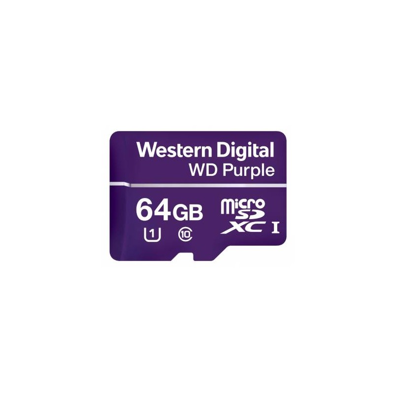 MEMORIA FLASH WESTERN DIGITAL WD PURPLE, 64GB MICROSDXC, CLASE 10, WDD064G1P0A
