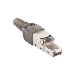 PLUG RJ45 LINKEDPRO BLINDADO CATEGORÍA 6A,  CONECTOR CAT6A RJ-45, SIN HERRAMIENTA, PARA TERMINACIÓN EN CAMPO, GRIS, LPKJ6A17S