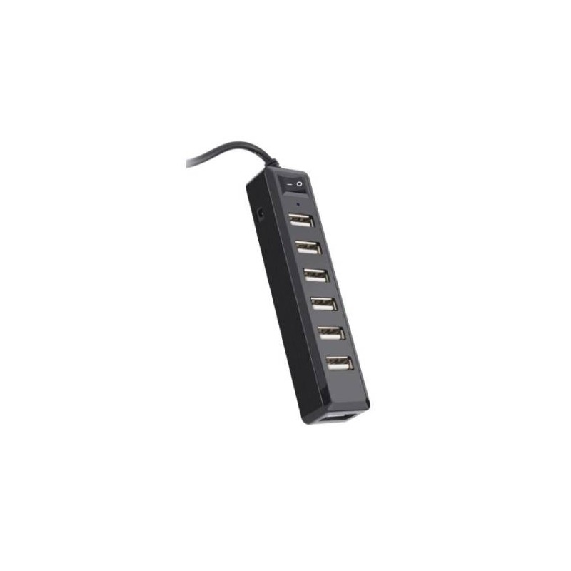 HUB USB USB 2.0 DE 7 PUERTOS, NEGRO, USB-537