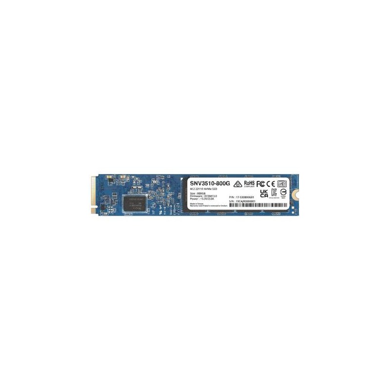 UNIDAD DE ESTADO SOLIDO SSD PARA SERVIDOR NAS SYNOLOGY SNV3510, 800GB, NVME PCI EXPRESS 3.0, M.2, SNV3510-800G