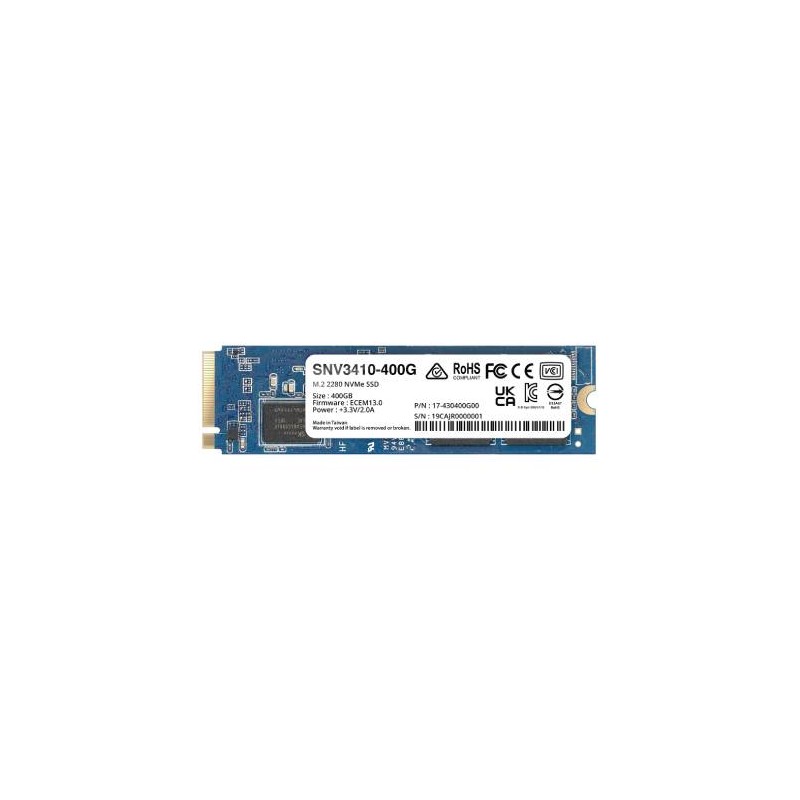 UNIDAD DE ESTADO SOLIDO SSD 400GB NVME M.2 2280, DISEÑADA PARA SYNOLOGY NAS CON RANURAS M.2 INTEGRADAS, SNV3410400G