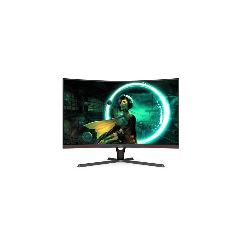 MONITOR GAMER CURVO AOC C32G3E LED 31.5?, 1920X1080 FULL HD, FREESYNC, 165HZ, HDMI/DISPLAYPORT, NEGRO/ROJO, C32G3E
