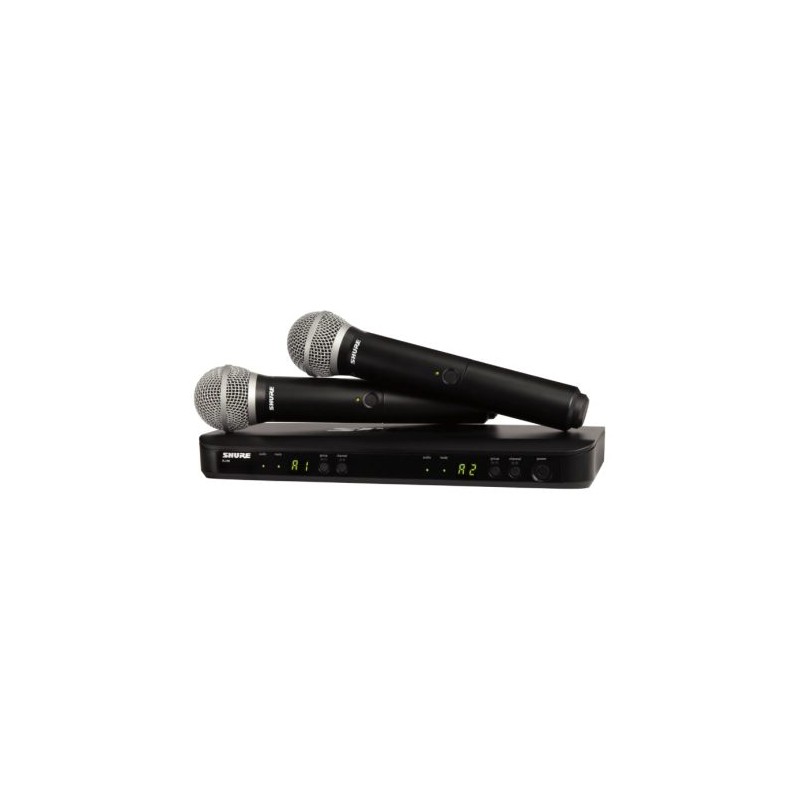 KIT MICRÓFONO SHURE BLX288/PG58, INALÁMBRICO, XLR, NEGRO, HASTA 14 HORAS DE AUTONOMÍA, BLX288/PG58