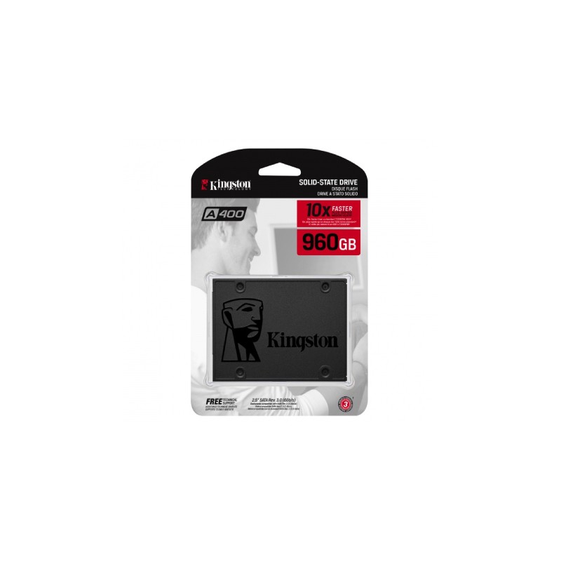 SSD KINGSTON A400, SA400S37/960G, 960GB, SATA III, 7mm, 500 MB/s, 450 MB/s, 0.642 W, CERTIFICACION CE/FCC, TIPO DE MEMORIA TLC